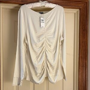 INC Cream Ruched Blouse